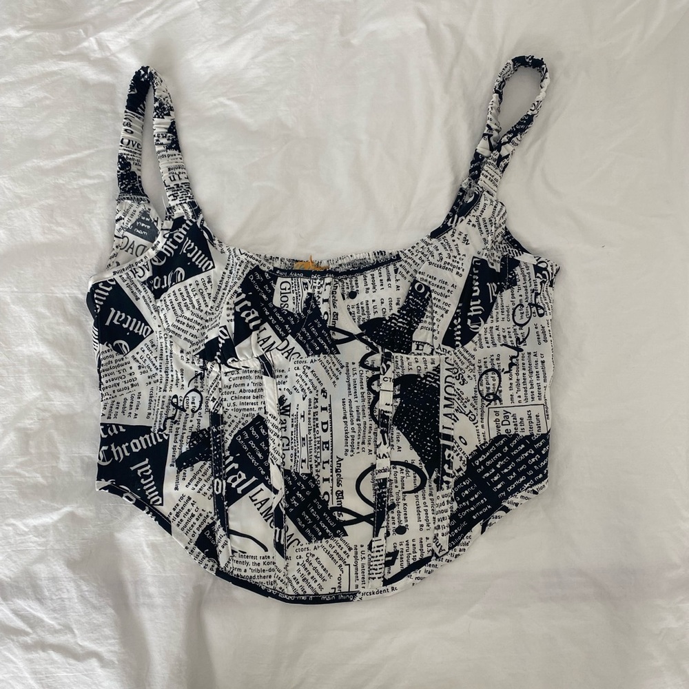 Verge Girl Newspaper Corset Top
